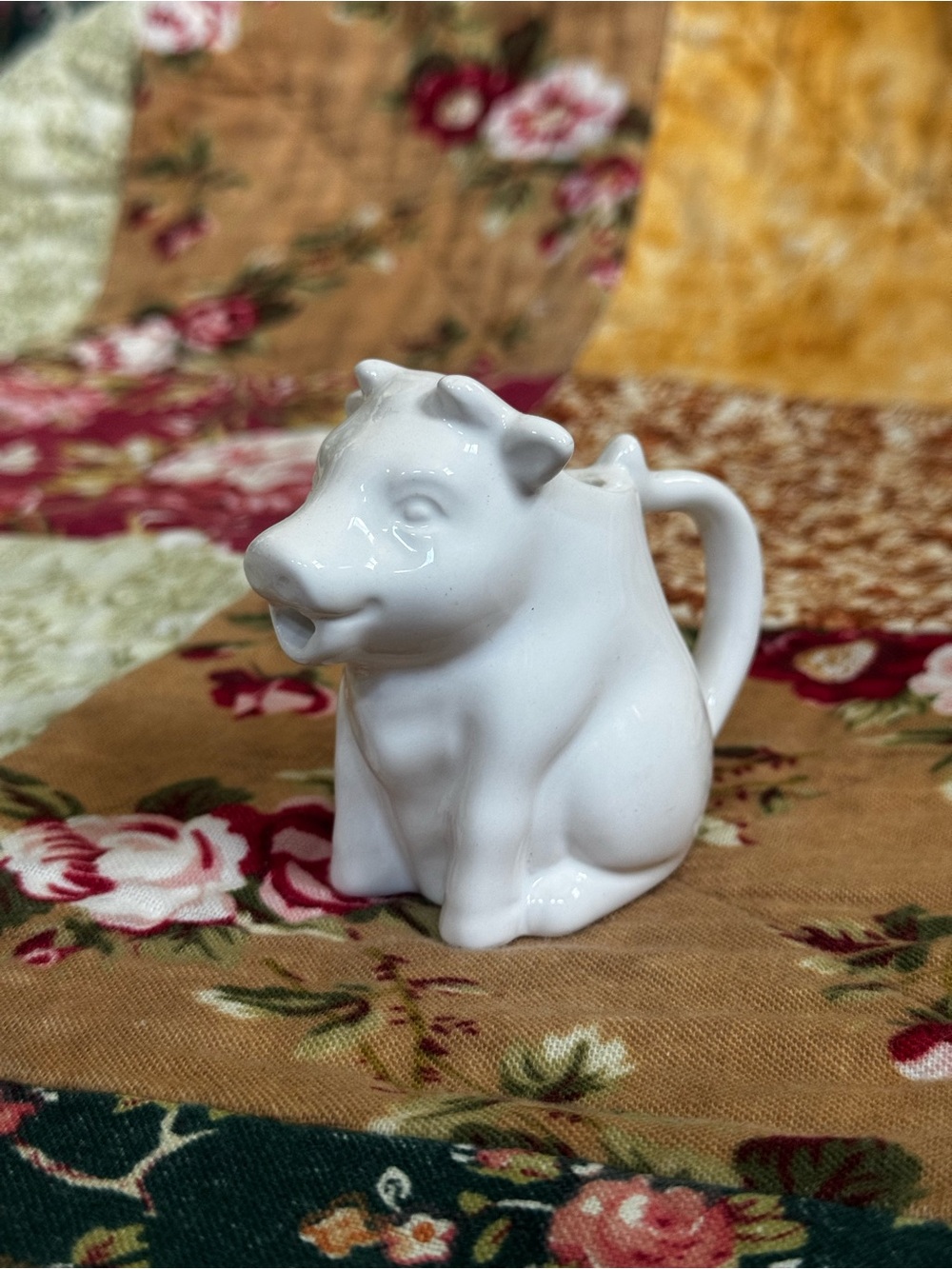 Vintage White Ceramic Cow Creamer - Vintage